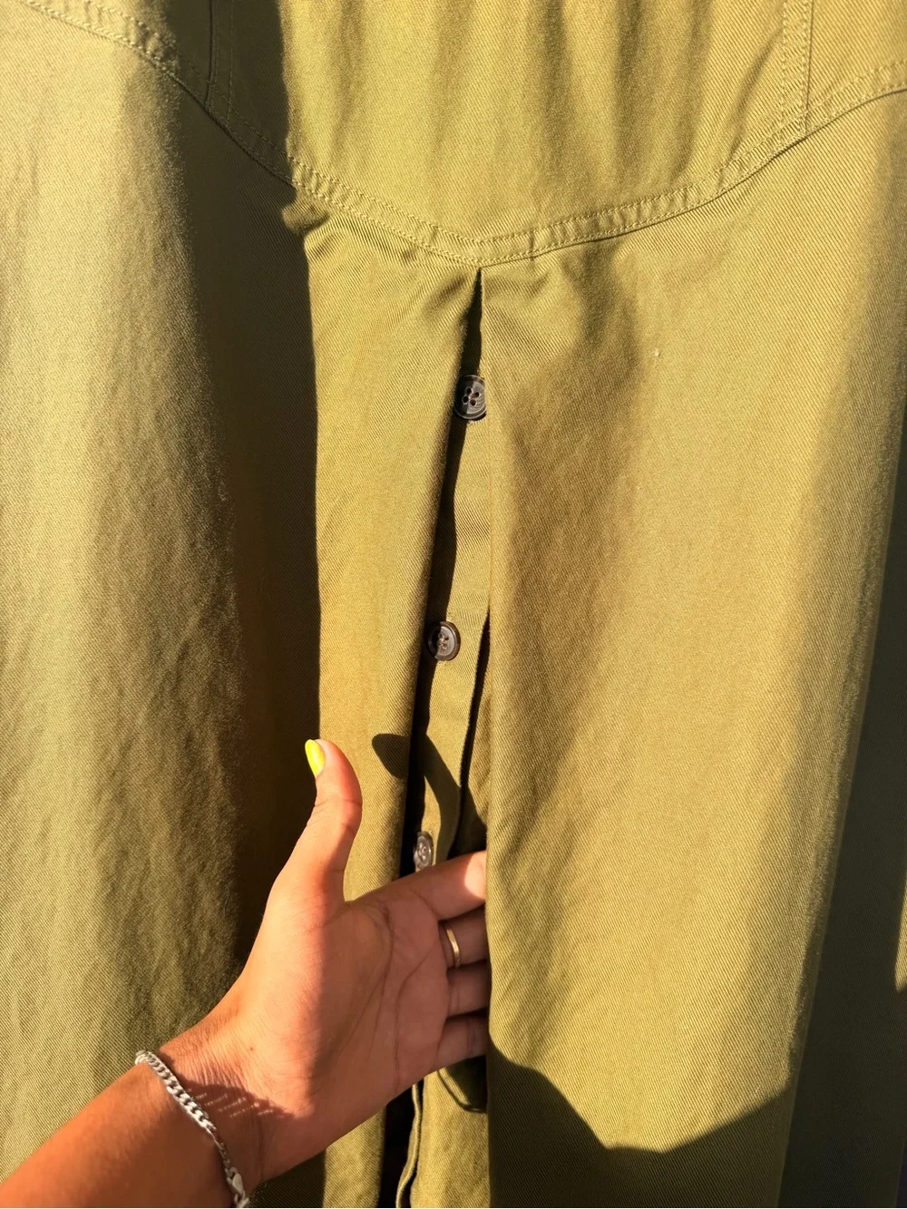 Banana Republic Olive Green V-Neck Midi Dress